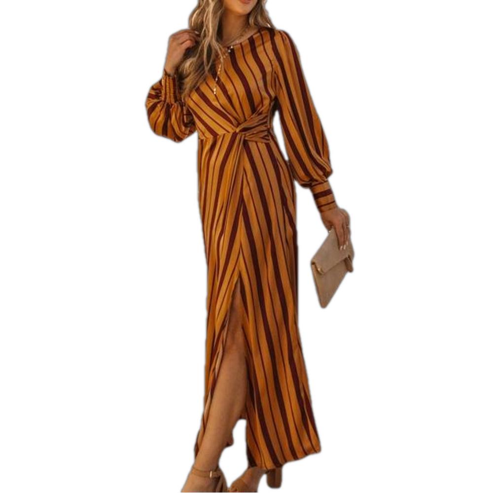 Skies Are Blue NWT Jiya Satin Striped Twist Front Maxi Dress Size Large